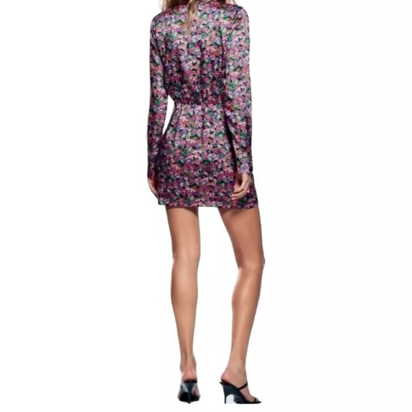 Zara Purple Pink Wrap Tie Front Bodycon Dress - Picture 2 of 6